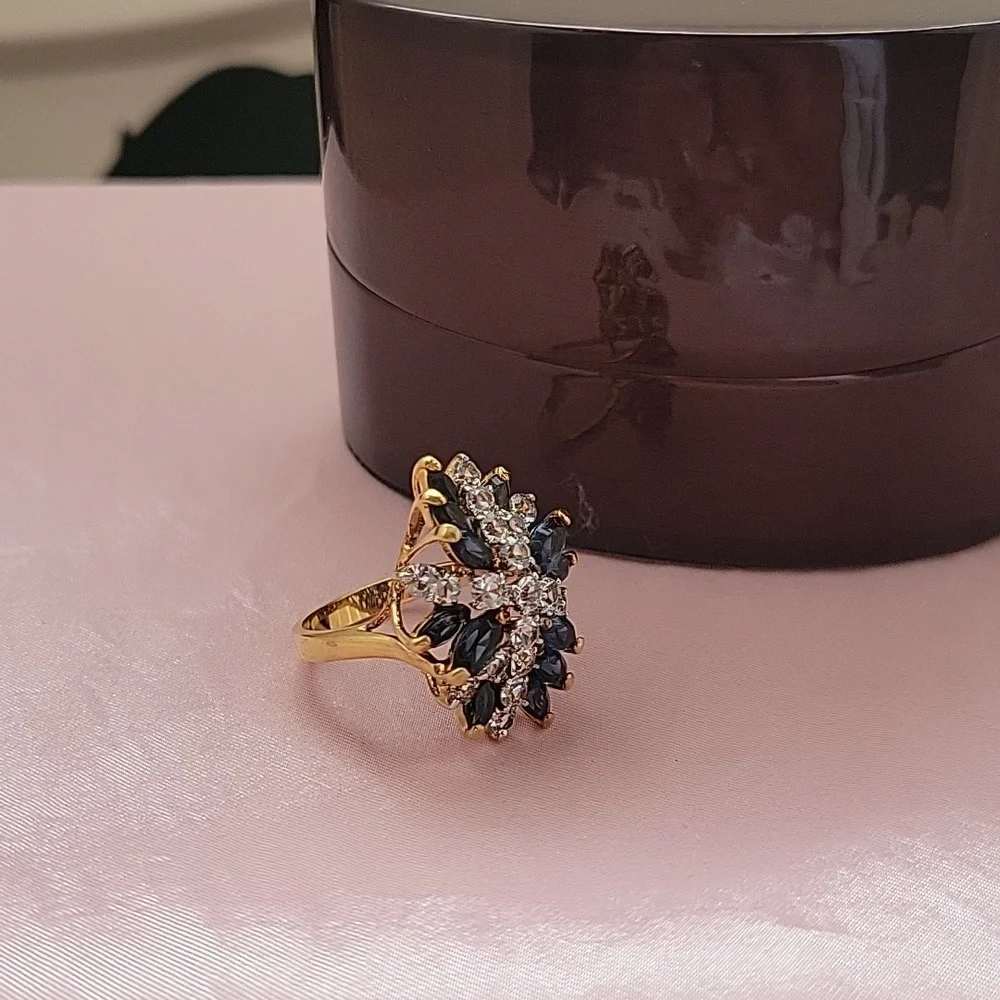 ✨️STUNNING✨️14k.ep.Gold and Saphire Gemstone Ring - Picture 3 of 5